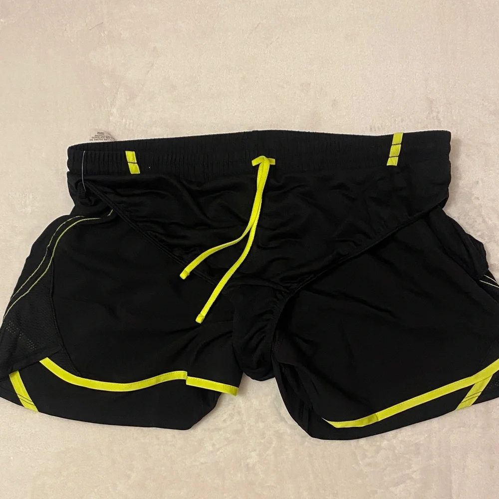 Under Armour Women's Athletic Shorts in Black and Neon Yellow